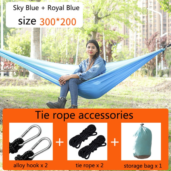 Outdoor Hammock Nylon Parachute Cloth Travel Camping Swing, Style: 3m x 2m (Sky Blue+Royal Blue)
