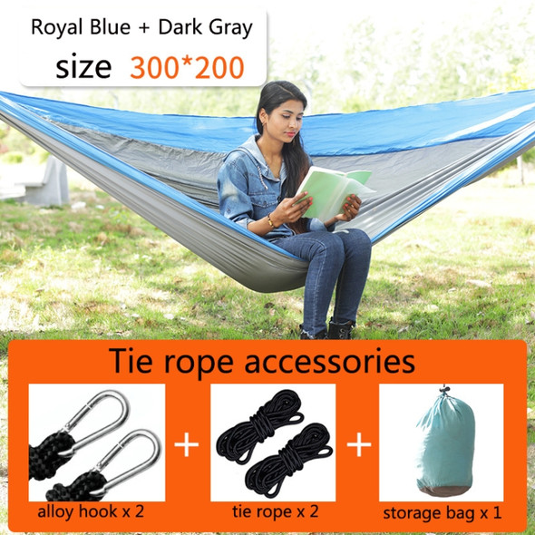 Outdoor Hammock Nylon Parachute Cloth Travel Camping Swing, Style: 3m x 2m (Royal Blue+Dark Gray)