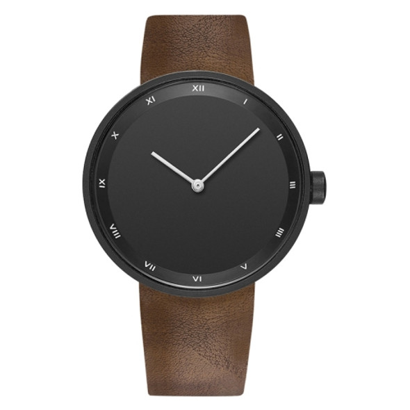 YAZOLE Simple Fashion Quartz Couple Watch(521 Black Shell Black Tray Brown Belt)