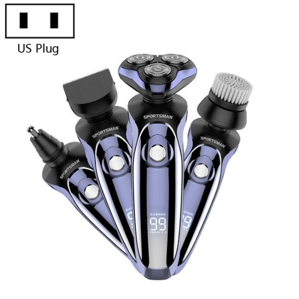 Sportsman SM-530 Electric Men Shaving Knife Multi-Function Base Charging Digital Water Washing Razor, Specification: US Plug(Purple)