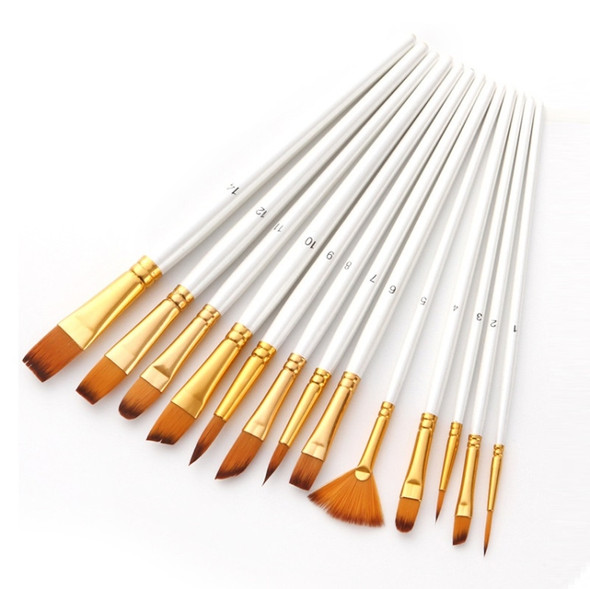 Zhu Ting 2 Set Student Nylon Wool Multifunctional Watercolor Brush(13 PCS/Set Pearl White)