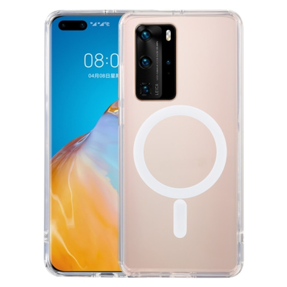 For Huawei P40 Pro Magsafe Case Simple Magnetic Ring All-inclusive Clear Crystal Acrylic PC +TPU Shockproof Case