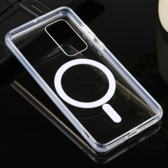 For Huawei P40 Magsafe Case Simple Magnetic Ring All-inclusive Clear Crystal Acrylic PC +TPU Shockproof Case
