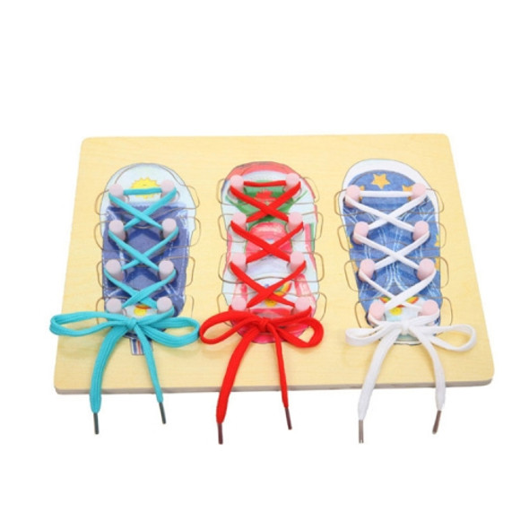 2 PCS Montessili Tie Shoelaces Puzzle Educational Early Education Toys(Wood Jigsaw)