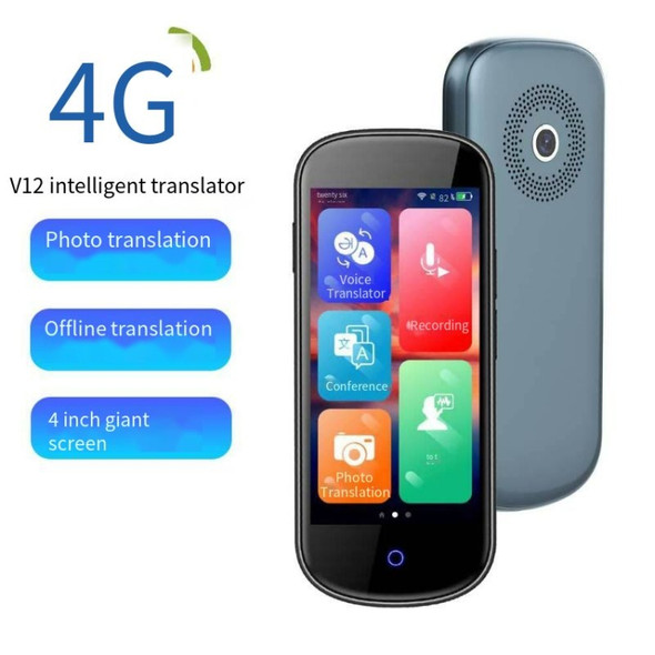 V12 4G Smart Voice Photo Scan Translator 4.0 Inch Touch Screen Wifi, Support Multi-language Offline Portable Translator