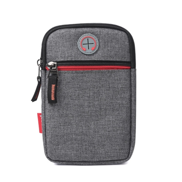 For 5.5-6.5 inch Mobile Phones Universal Canvas Waist Bag with Shoulder Strap & Earphone Jack(Grey)