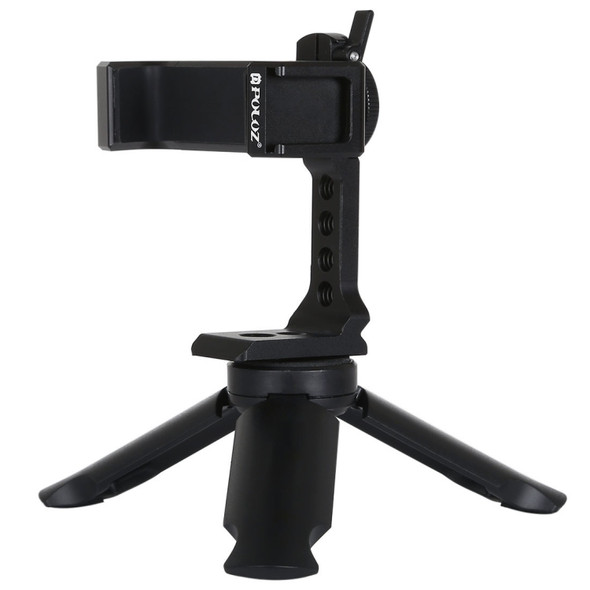 PULUZ Folding Plastic Tripod + Horizontal / Vertical Shooting Metal Clamp with Cold Shoe for iPhone, Galaxy, Huawei, Xiaomi, Sony, HTC, Google and other Smartphones