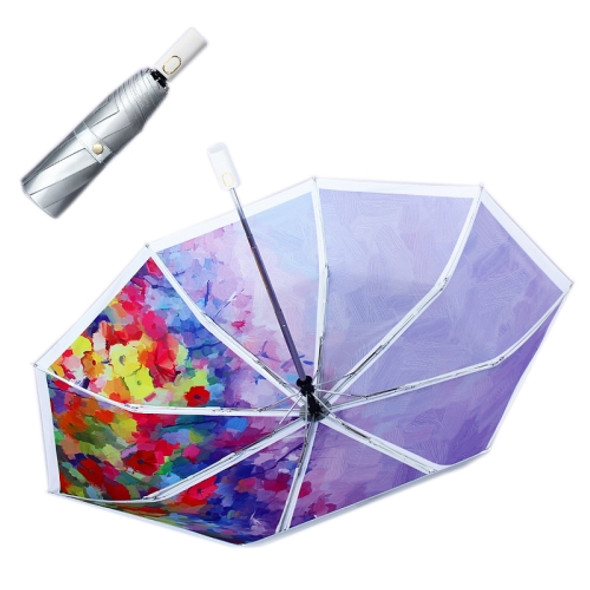 Illustrator Tri-Folding Umbrella Titanium Silver Glue Anti-Ultraviolet Folding Umbrella(Automatic Yan Ran)