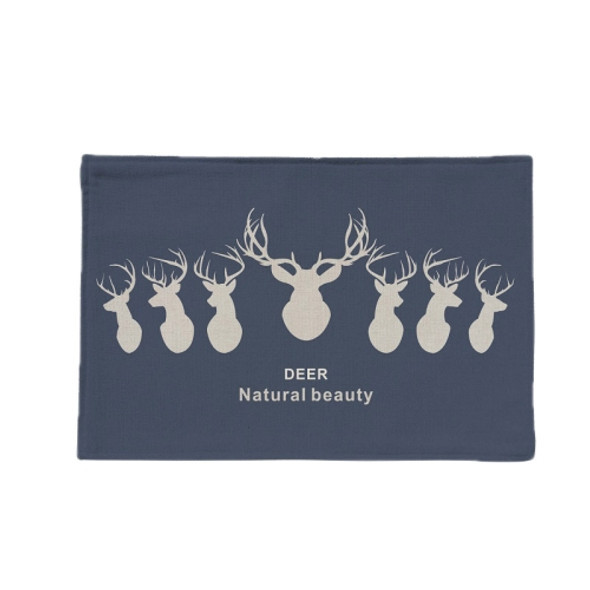 2 PCS Flax Non-Slip Western Table Mat Coffee Table Insulation Coaster, Specification： Single Side(7 Deer)