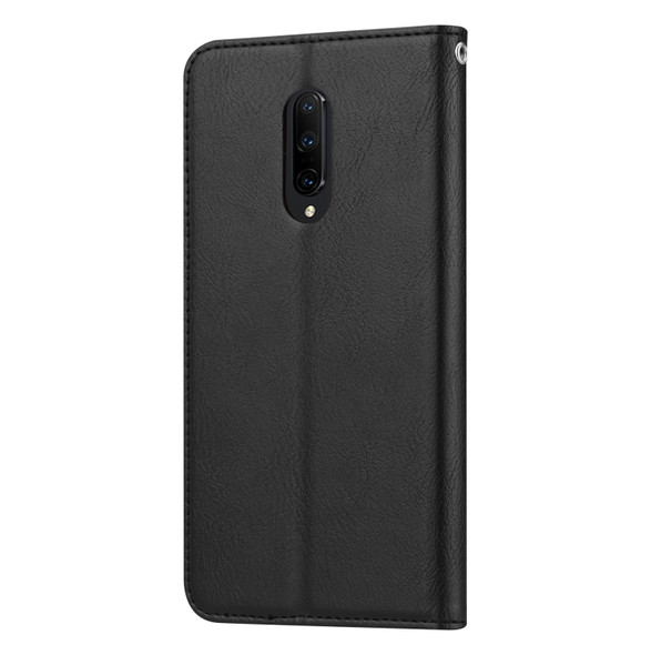 Knead Skin Texture Horizontal Flip Leather Case for OnePlus 7 Pro, with Photo Frame & Holder & Card Slots & Wallet(Black)