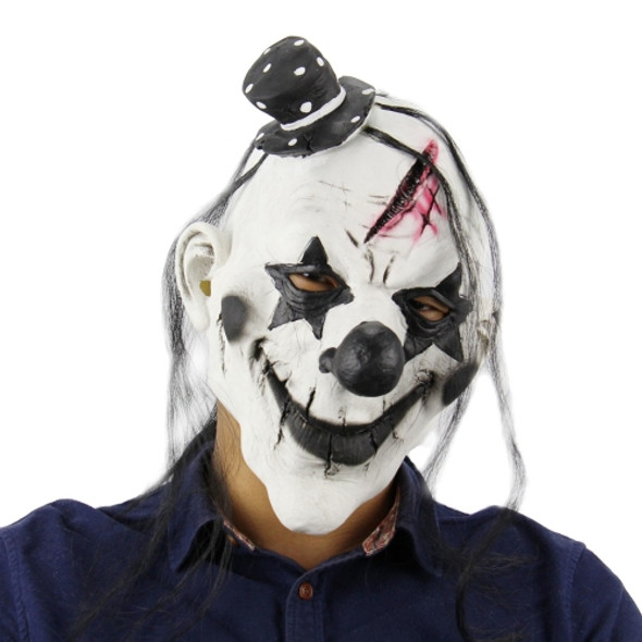 Halloween Festival Party Latex Devil Clown Frightened Mask Headgear, with Hair