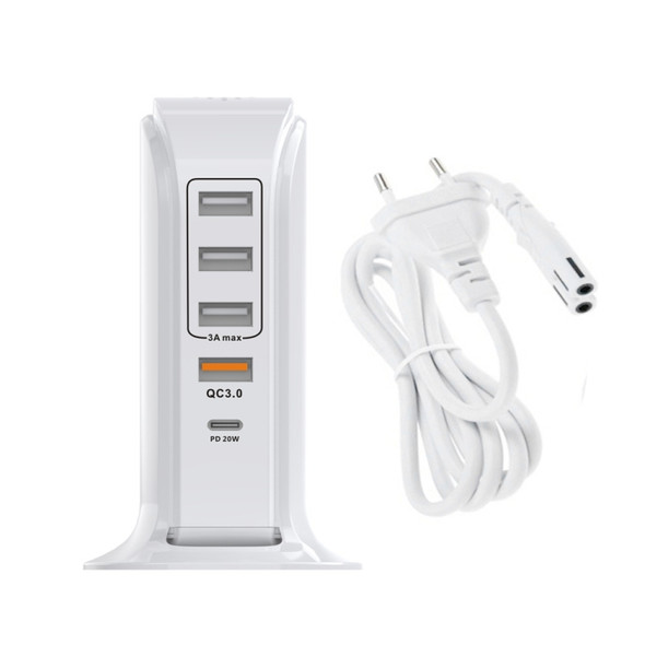 PD-36W PD3.0 + QC3.0 4-port USB Mobile Phone Charging Sailboat Multi Port Charger, EU Plug