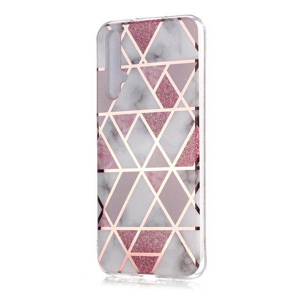 For Huawei nova 5T Plating Marble Pattern Soft TPU Protective Case(Pink)