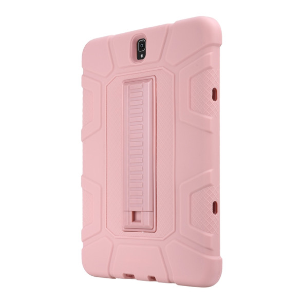 For Samsung Galaxy Tab S3 9.7 T820 C5 Four Corners Shockproof Silicone + PC Protective Case with Holder(Rose Gold)