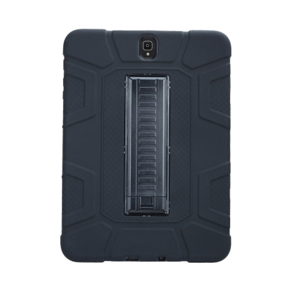 For Samsung Galaxy Tab S3 9.7 T820 C5 Four Corners Shockproof Silicone + PC Protective Case with Holder(Black)