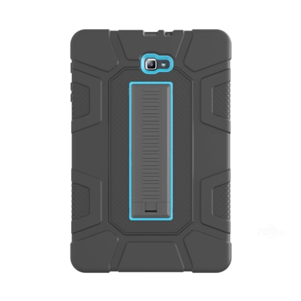 For Samsung Galaxy Tab A  10.1 T580 C5 Four Corners Shockproof Silicone + PC Protective Case with Holder(Black + Blue)