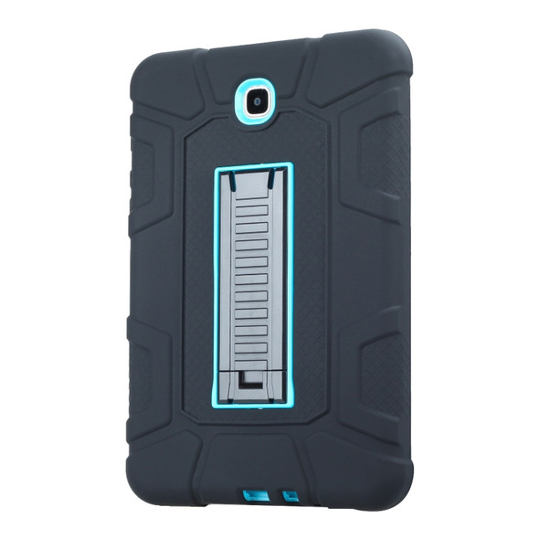For Samsung Galaxy Tab A 8.0 2015 C5 Four Corners Shockproof Silicone + PC Protective Case with Holder(Black + Blue)