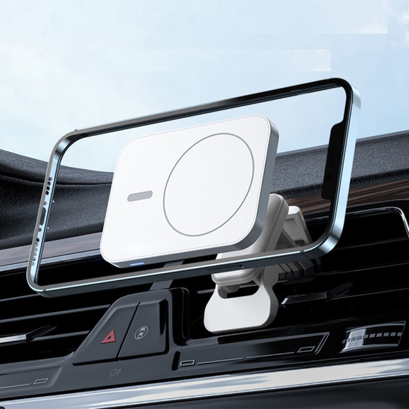 W-987 Magnetic Suction 15W Wireless Charger Car Air Outlet Bracket for iPhone and other Smart Phones(White)