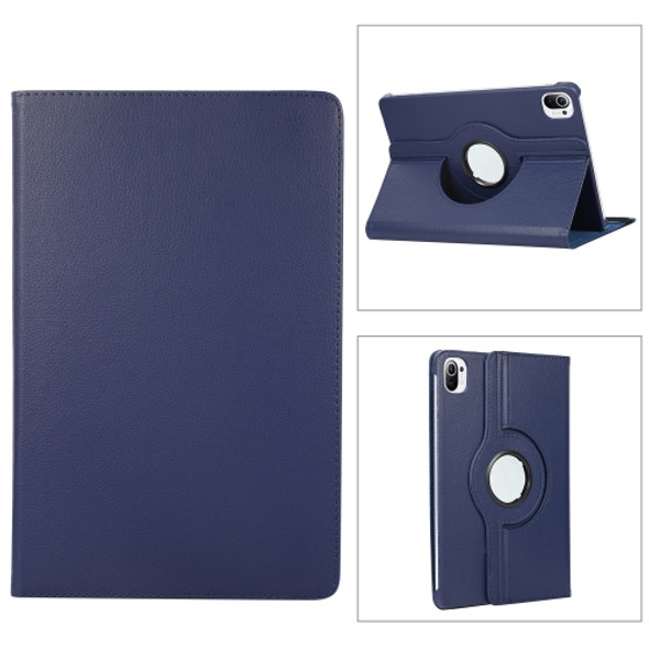 For Xiaomi Pad 5 Pro 360 Degree Rotation Litchi Texture Flip Leather Case with Holder(Blue)