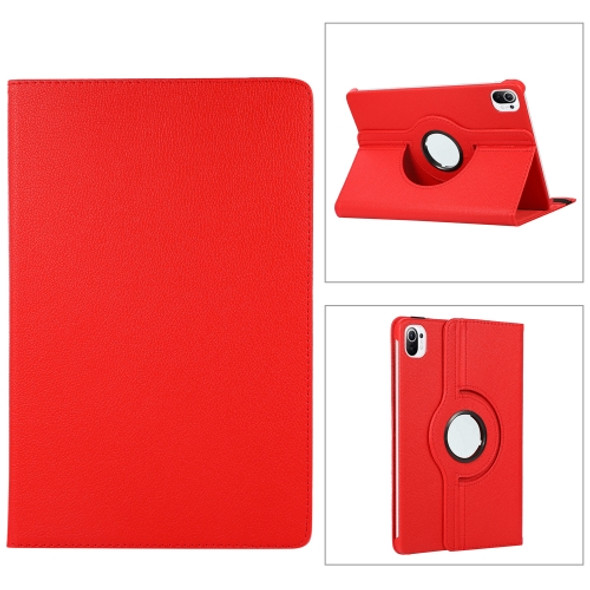 For Xiaomi Pad 5 Pro 360 Degree Rotation Litchi Texture Flip Leather Case with Holder(Red)