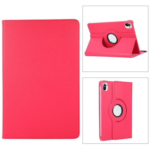 For Xiaomi Pad 5 Pro 360 Degree Rotation Litchi Texture Flip Leather Case with Holder(Rose Red)