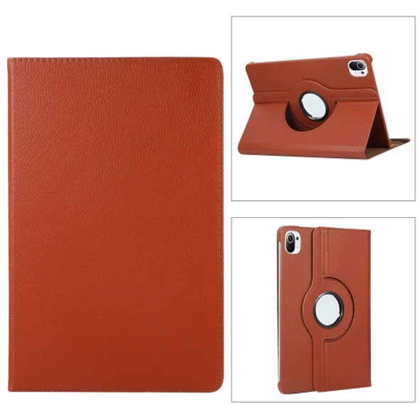 For Xiaomi Pad 5 Pro 360 Degree Rotation Litchi Texture Flip Leather Case with Holder(Brown)