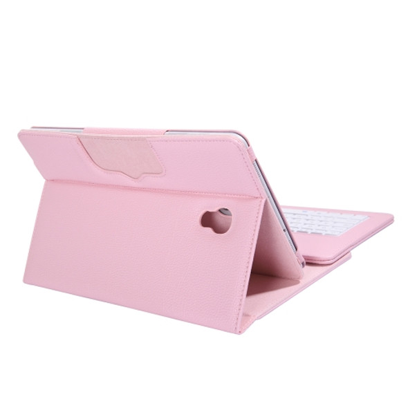 SA590 Bluetooth 3.0 Litchi Texture Detachable Bluetooth Keyboard Leather Case for Samsung Galaxy Tab A 10.5 inch T590 / T595, with Holder (Pink)