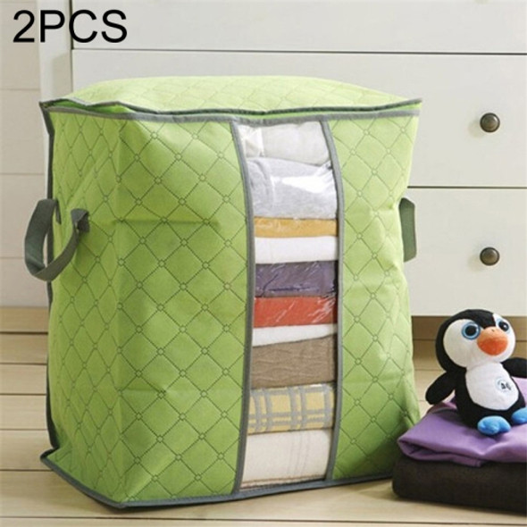 2 PCS Portable Storage Bag Box Non Woven Underbed Pouch Storage Box Clothes Storaging Bag, Color:Green