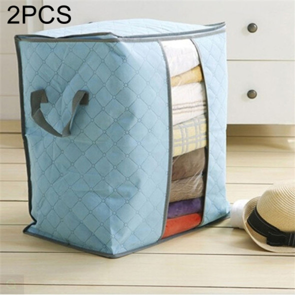 2 PCS Portable Storage Bag Box Non Woven Underbed Pouch Storage Box Clothes Storaging Bag, Color:Blue