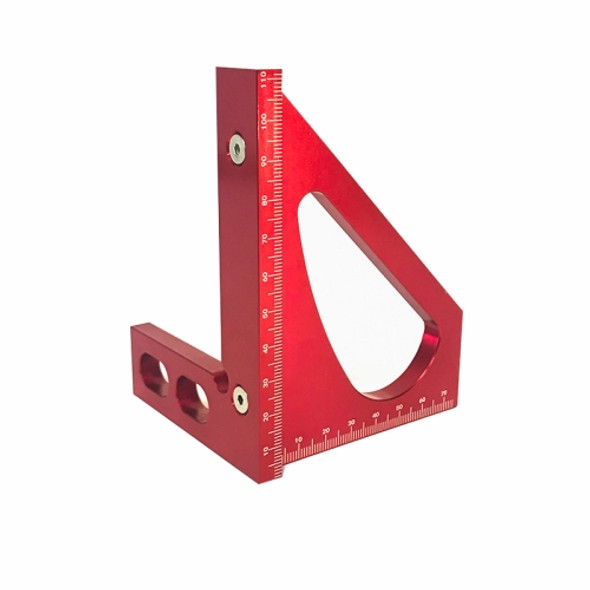Woodworking Tools Aluminum Alloy 90 Degree Square Multi-Function Scribing Ruler Triangle Ruler(Red)