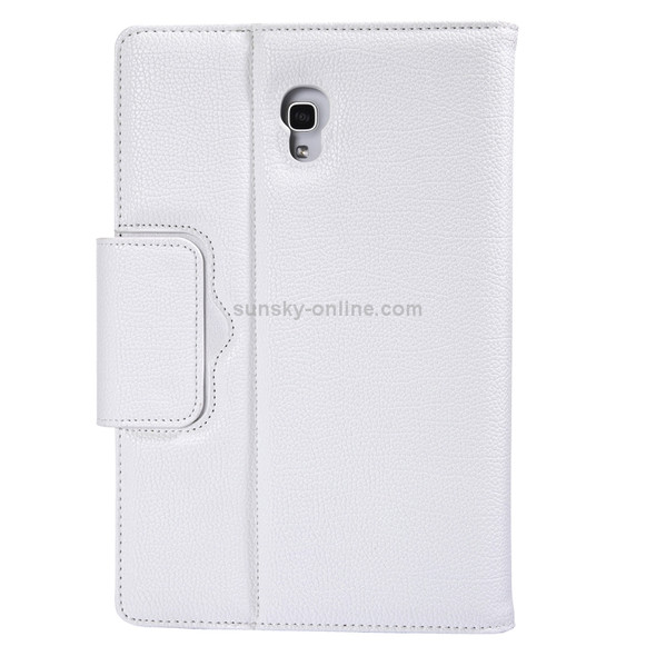 SA590 Bluetooth 3.0 Litchi Texture Detachable Bluetooth Keyboard Leather Case for Samsung Galaxy Tab A 10.5 inch T590 / T595, with Holder (White)