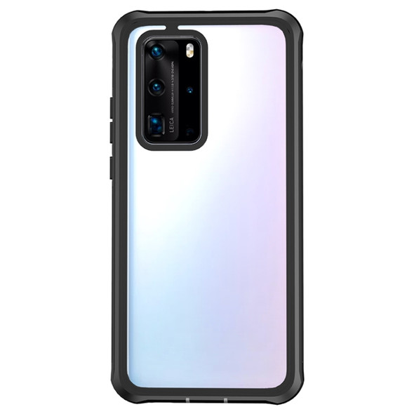 For Huawei P40 Pro Waterproof Dustproof Shockproof Transparent Acrylic Protective Case(Black)