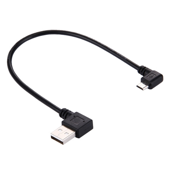 20cm USB 2.0 Male Bent Left Turn Reversion 90 Degrees to Micro USB Male Bent Data Charging Cable, For Samsung / Huawei / Xiaomi / Meizu / LG / HTC and Other Smartphones