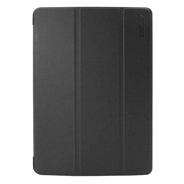 ENKAY for iPad Pro 10.5 inch Lambskin Texture + Silicone Bottom Case Horizontal Flip Leather Case with Three-folding Holder & Sleep Function(Black)