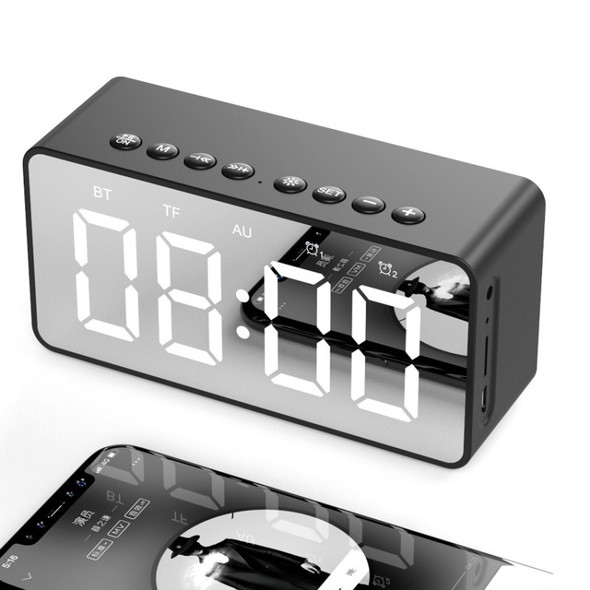 AEC BT506 Speaker with Mirror, LED Clock Display, Dual Alarm Clock, Snooze, HD Hands-free Calling, HiFi Stereo(Black)