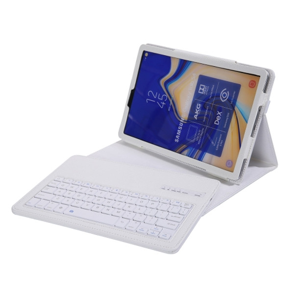 SA830 Bluetooth 3.0 Litchi Texture Detachable Bluetooth Keyboard Leather Case for Samsung Galaxy Tab S4 10.5 inch T830 / T835, with Holder (White)