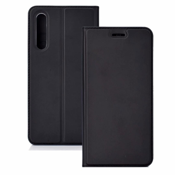 Ultra-thin Pressed Magnetic TPU+PU Leather Case for Huawei P30 Lite with Card Slot & Holder(Black)