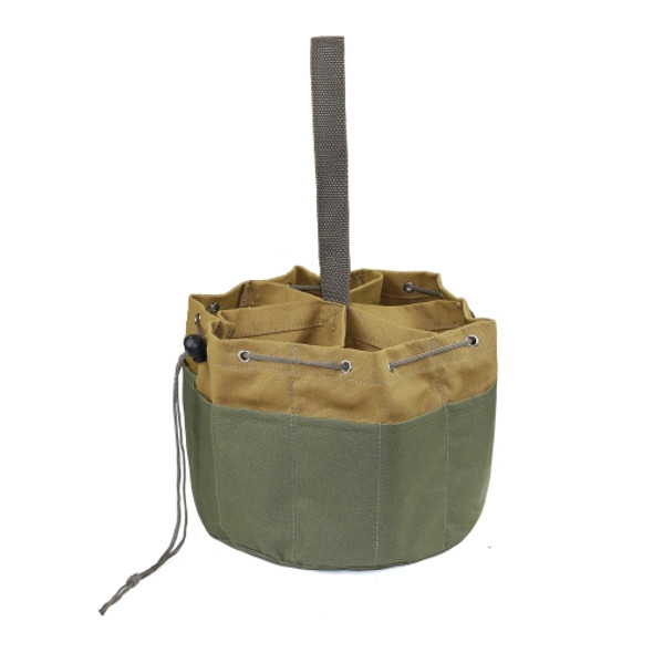 Canvas Cylinder Tool Bag Garden Hardware Tool Bag Portable Drawstring Tool Storage Bag, Specification: 24 x 24 x 18cm(Khaki + Green)