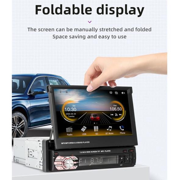 9601C HD 7 inch Universal Car Manually Retractable Screen MP5 Player with Carplay, Support FM & Bluetooth & TF Card