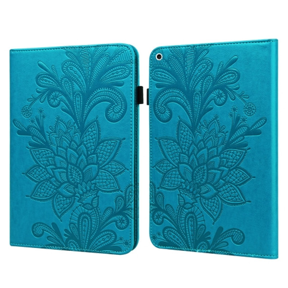 Lace Flower Embossing Pattern Horizontal Flip Leather Case with Holder & Card Slots & Wallet & Photo Frame & Sleep / Wake-up Function For iPad 9.7 2018 / 9.7  2017 / Air 2 / Air(Blue)