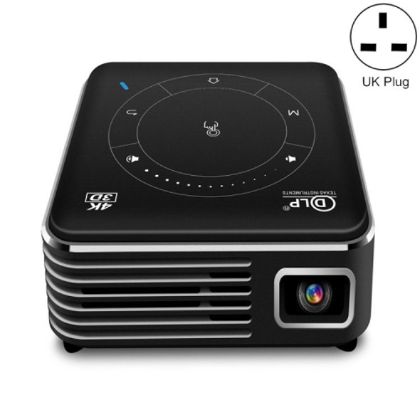 P11 4K HD DLP Mini 3D Projector 4G + 32G Smart Micro Convenient Projector, Style:UK Plug(Black)