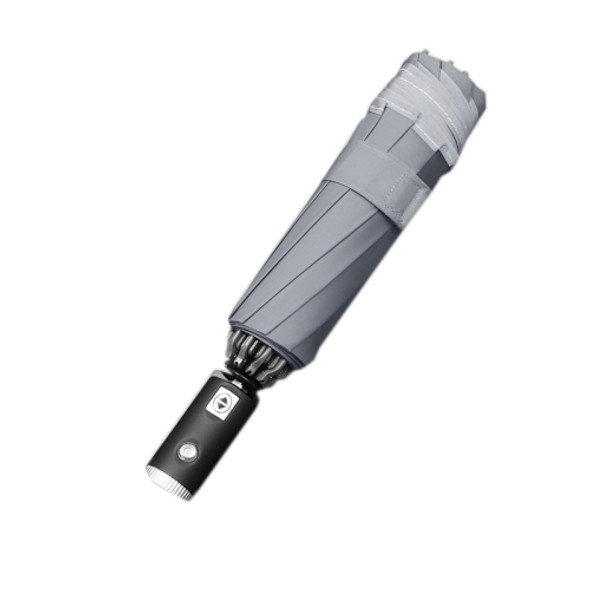 Automatic Folding Vinyl Tri-Fold Umbrella(LED Smog Gray)