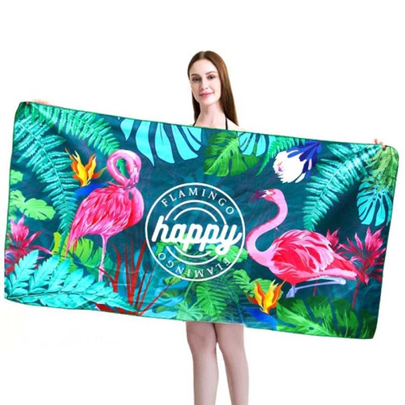 Sports Fitness Swimming Bath Towel Printed Double-Sided Velvet Absorbent Quick-Drying Beach Towel, Size: 156x81cm (Quick Dry Flamingo Green)