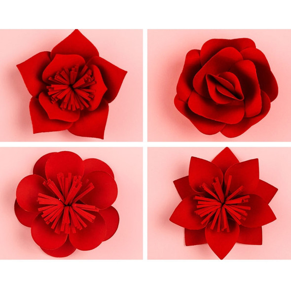 Rose Creative Paper Cutting Shooting Props Flowers Papercut Jewelry Cosmetics Background Photo Photography Props(Red)