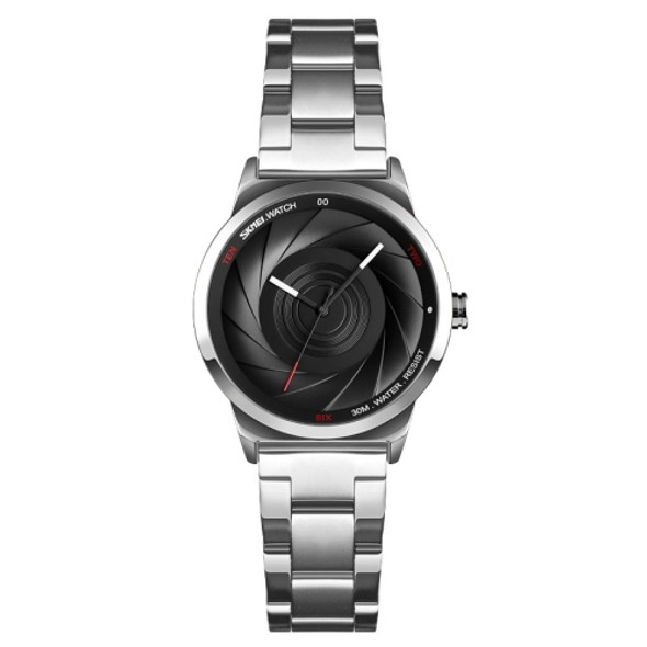 SKMEI 9210 Ladies Business Watch Simple 3D Dial Quartz Watch(Silver Black)
