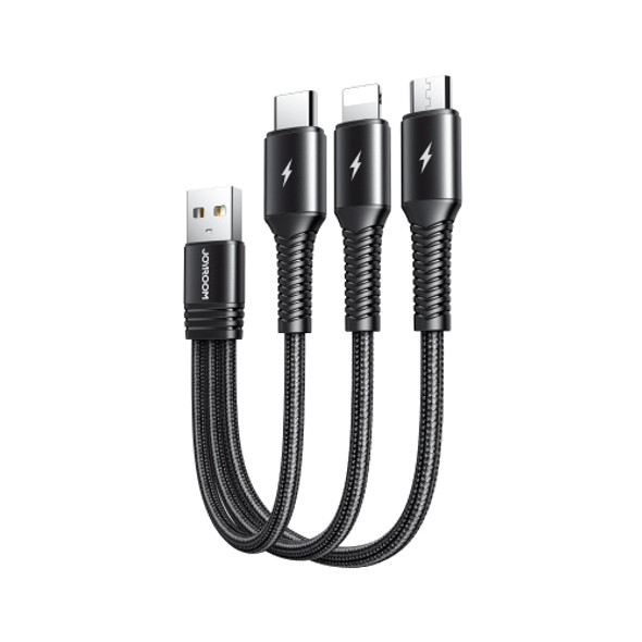 JOYROOM S-01530G9 3.5A 3 in 1 USB to Micro USB + USB-C / Type-C + 8 Pin Short Charging Cable(Black)