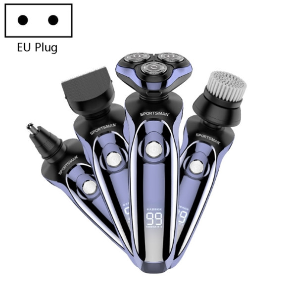 Sportsman SM-530 Electric Men Shaving Knife Multi-Function Base Charging Digital Water Washing Razor, Specification: EU Plug(Purple)