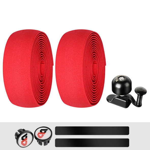 WEST BIKING YP1602782 Bicycle Bells With Supernouncing EVA Back Rubber Band Bell Combination Set(Red Tape + Black Bell)