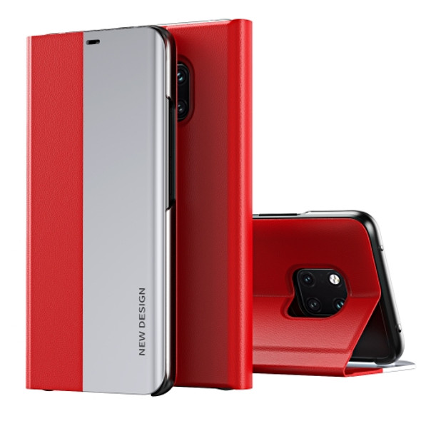 For Huawei Mate 20 Pro Side Electroplated Dormant Ultra-Thin Horizontal Flip Leather Case with Holder(Red)