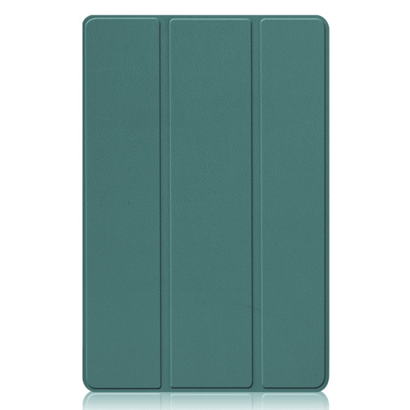 For Xiaomi Pad 5 Custer Texture Horizontal Flip Leather Case with Three-folding Holder & Sleep / Wake-up Function(Dark Green)